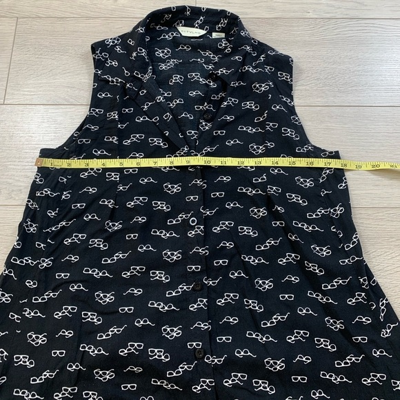 Anthropologie 11.1 Thylo Percy Black & White Glasses Print Tunic Top - Picture 8 of 10